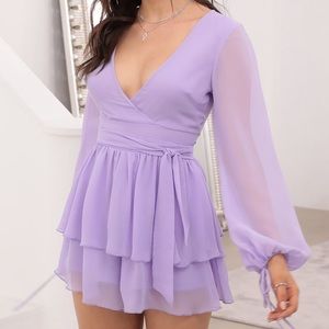Lucy In The Sky Sunday Best Ruffled Romper in Lilac Chiffon